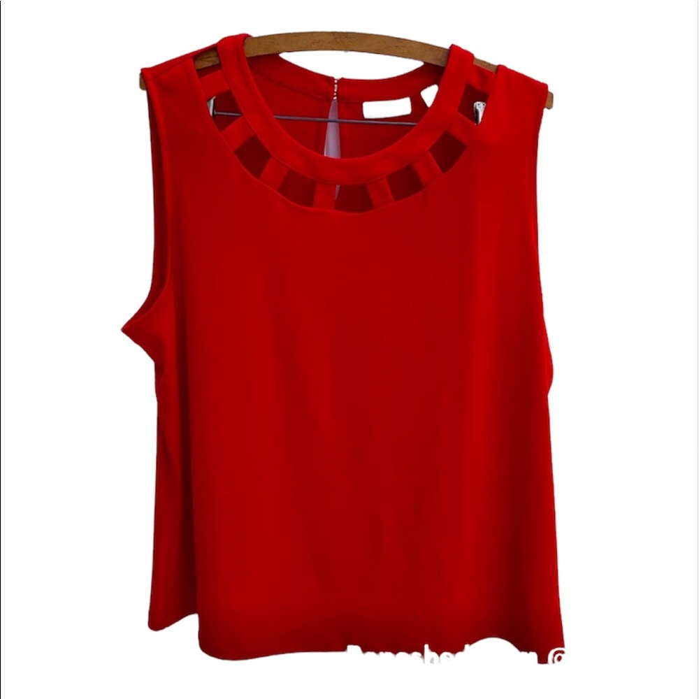 New York & Company XL red sleeveless top with cutouts USA